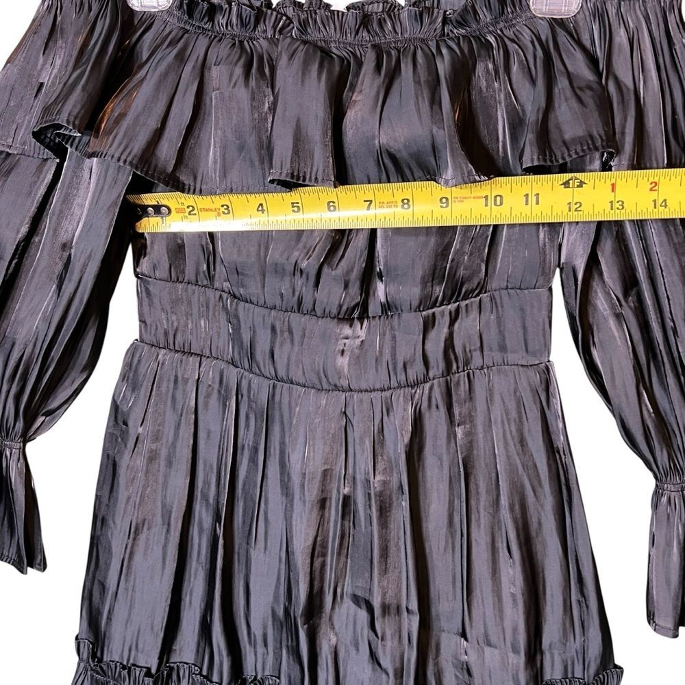 Vietnamese Mini Dress Off Shoulder Tiered Ruffle Long Sleeve Señorita - Picture 4 of 14